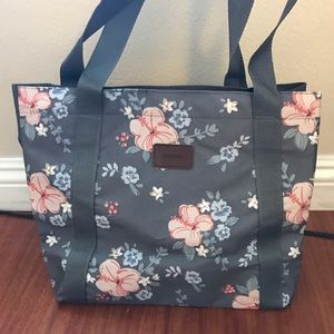 NEW Flower Pattern Dark Grey Nylon Shoulder Bag